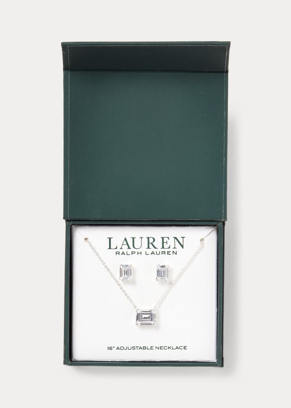 Women's Ralph Lauren Emerald Necklace & Earring Set | 745918AHM